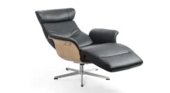Timeout Recliner In Black Leather 5 Timeout Recliner In Black Leather -Furniture Sale Store 22354 TIMEOUT attached STOOL walnut alu black open main