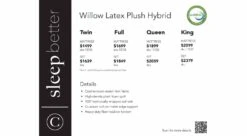 Willow Latex Plush Hybrid Mattress -Furniture Sale Store Willow price card July 2023 main