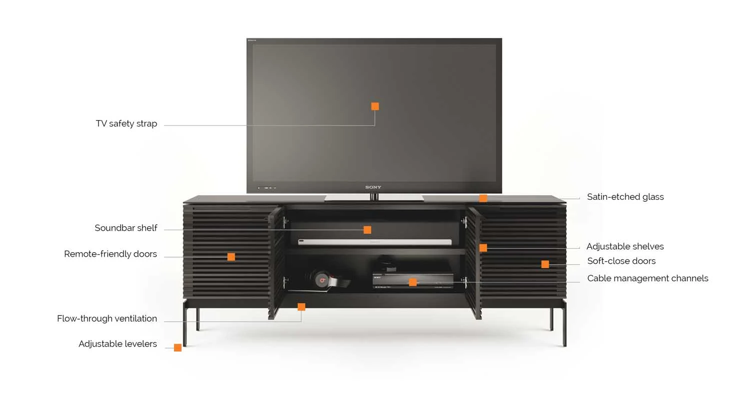 Corridor SV 4 Door Media Console In Charcoal 2 Corridor SV 4 Door Media Console In Charcoal - Image 2