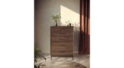 Linq 5 Drawer Chest -Furniture Sale Store linq 9185 5 drawer chest walnut lifestyle vertical 3 main