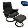 Royal Large Stressless Chair And Ottoman With Signature Base In Paloma Black