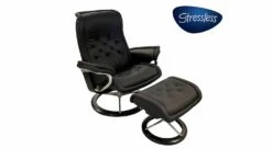 Royal Large Stressless Chair And Ottoman With Signature Base In Paloma Black