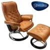 Royal Medium Stressless Chair And Ottoman With Signature Base In Paloma New Cognac