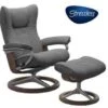 Wing Large Stressless Chair And Ottoman With Signature Base In Paloma Neutral Grey